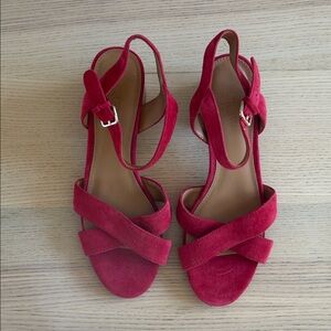 J CREW Red Suede Heels